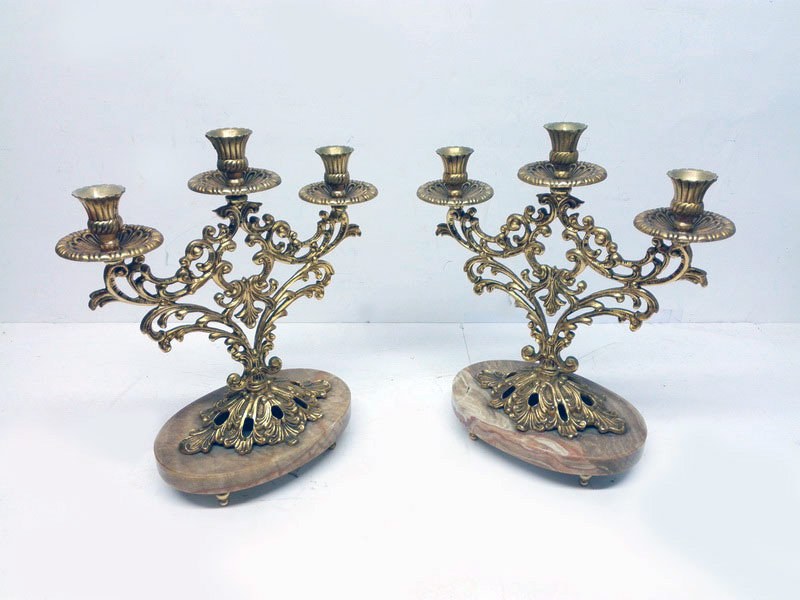 juego reloj candelabros metal marmol 33.5x48x16 1u 32x26x14 o2 2u